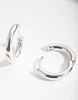 Silver Simple Polished Hoop Earrings