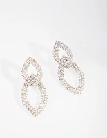 Silver Pave Teardrop Earrings