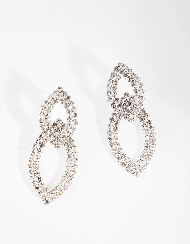 Silver Pave Teardrop Earrings