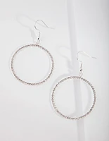 Silver Diamante Circle Drop Earrings