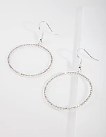 Silver Diamante Circle Drop Earrings