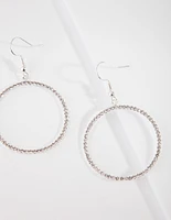 Silver Diamante Circle Drop Earrings