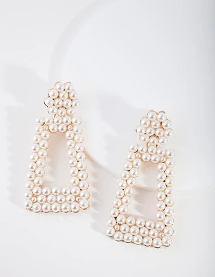 Gold Pearl Trapeze Drop Earring