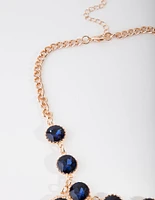 Gold Blue Stoneset Necklace