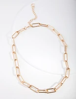 Gold Rectangle Chain Link Necklace