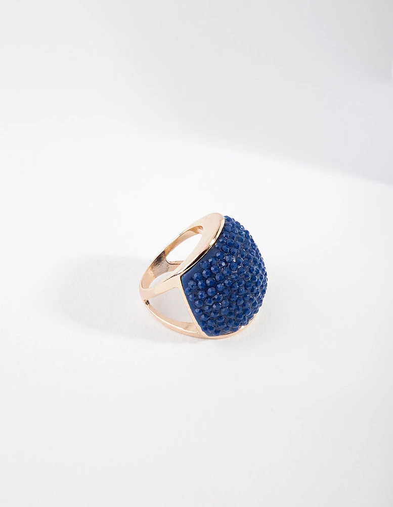 Gold Blue Pave Dome Ring