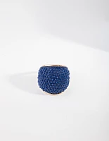 Gold Blue Pave Dome Ring