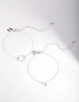 Silver Open Circle Diamante Bracelet Pack