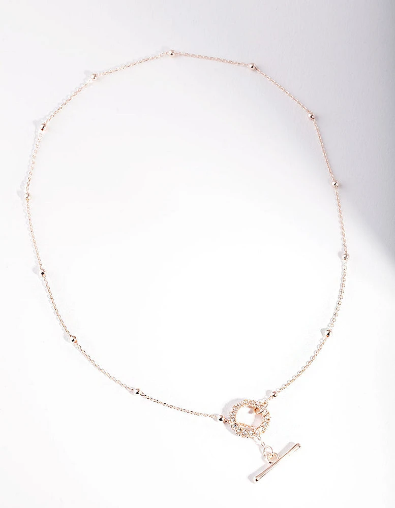 Rose Gold Ball Chain Bar Necklace