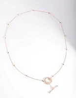 Rose Gold Ball Chain Bar Necklace