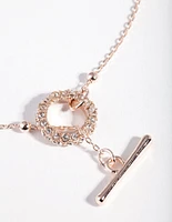 Rose Gold Ball Chain Bar Necklace