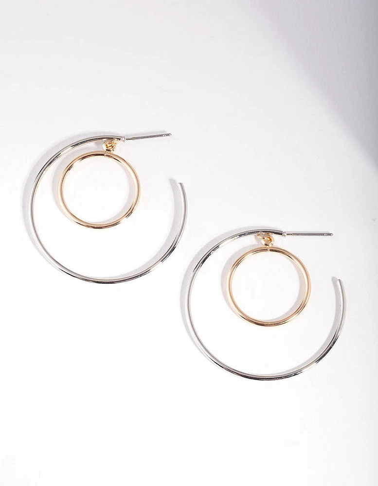 Mixed Metal Circle Hoop Earrings