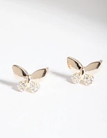 Gold Plated Sterling Silver Cubic Zirconia Butterfly Earrings