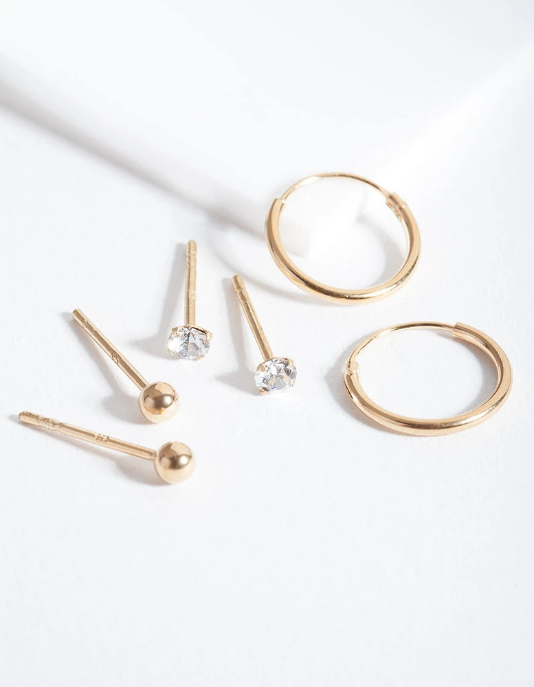 Gold Plated Sterling Silver Classic Earring Pack