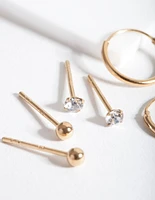 Gold Plated Sterling Silver Classic Earring Pack