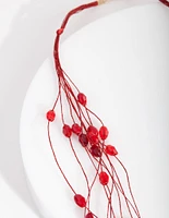 Red Multi-Row Bead Necklace