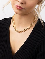 Gold Plated Thick Figaro Chain Necklace