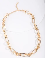 Gold Plated Thick Figaro Chain Necklace