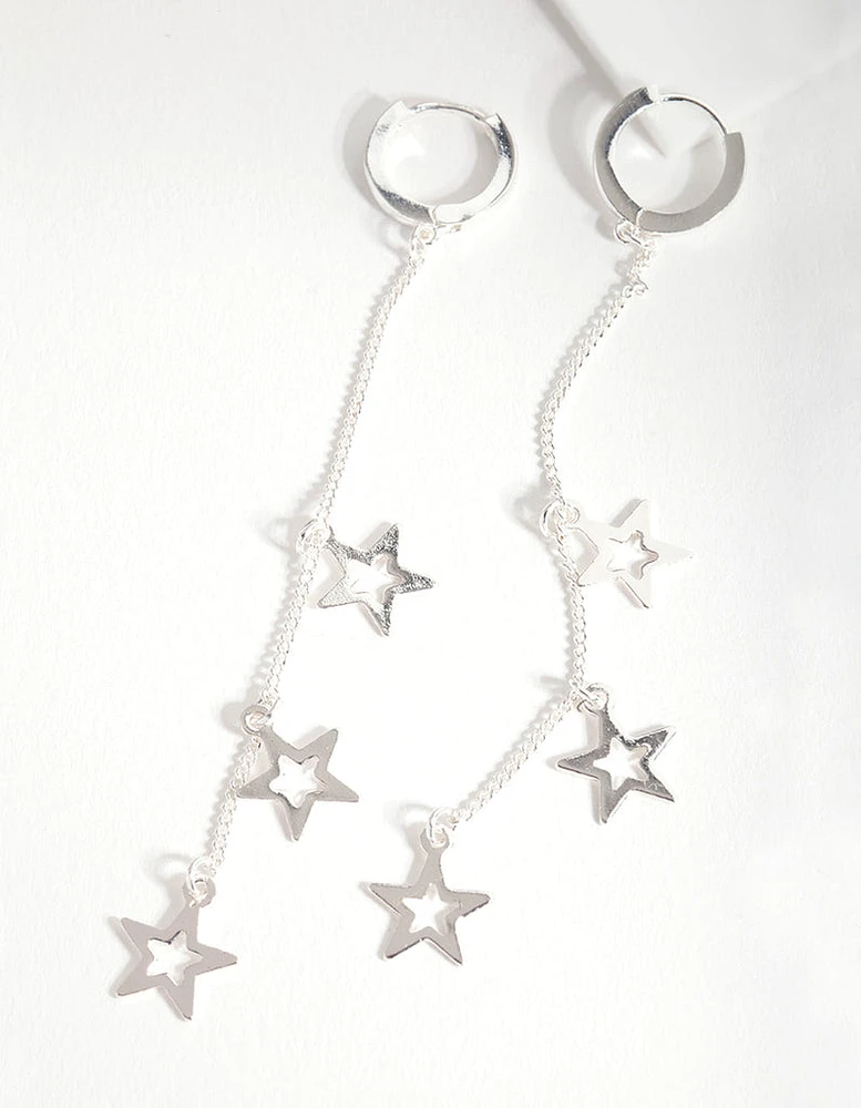 Silver Star Chain Earrings