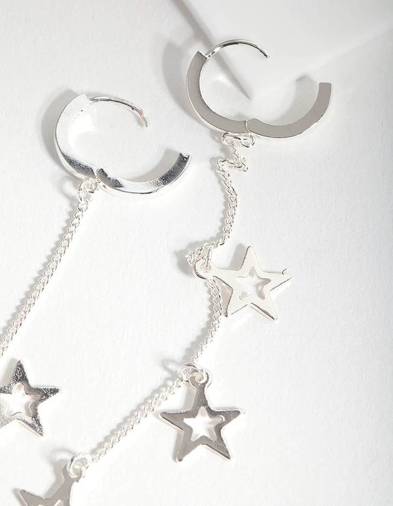 Silver Star Chain Earrings