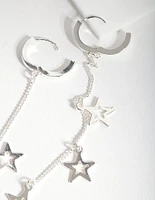 Silver Star Chain Earrings