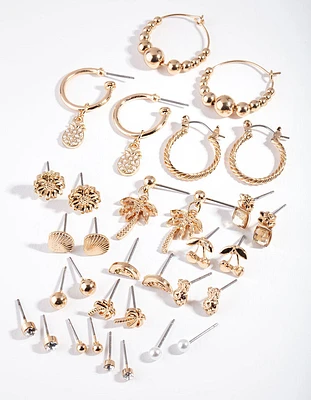 Gold Tropical Earring 16-Pack
