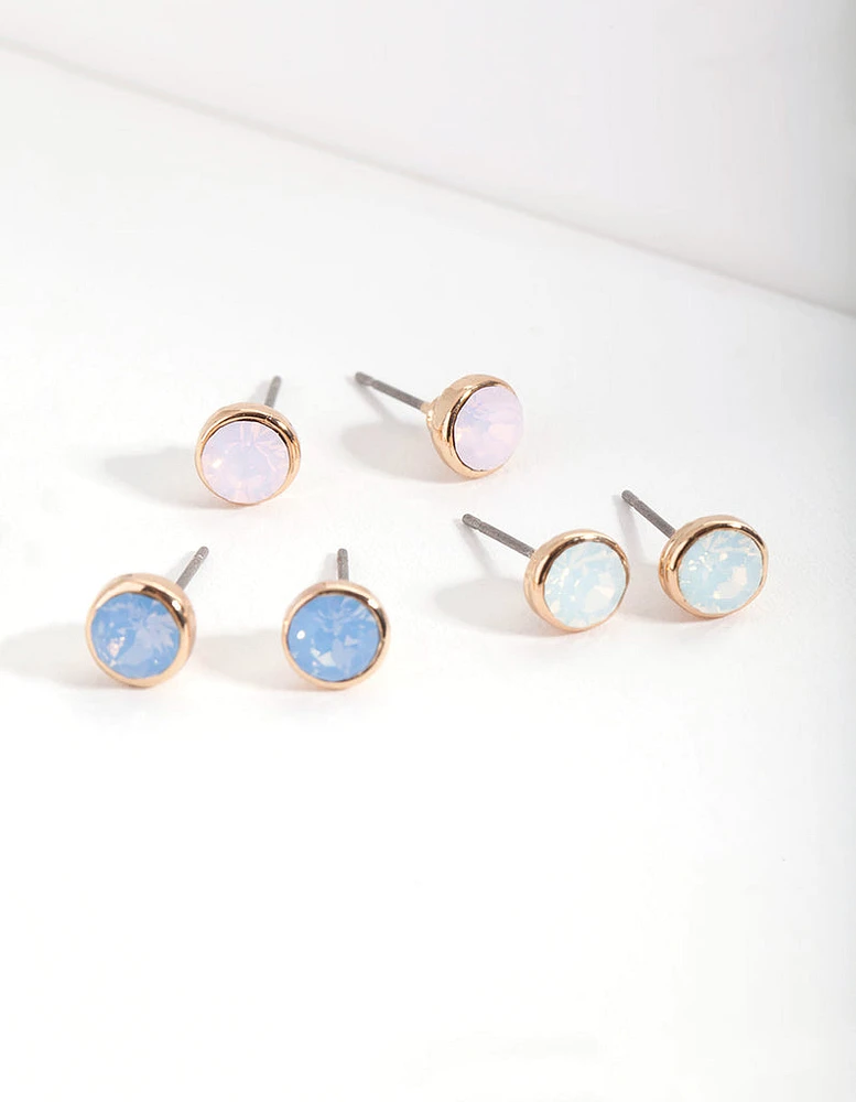 Diamond Simulant Multi Stud Earrings Set