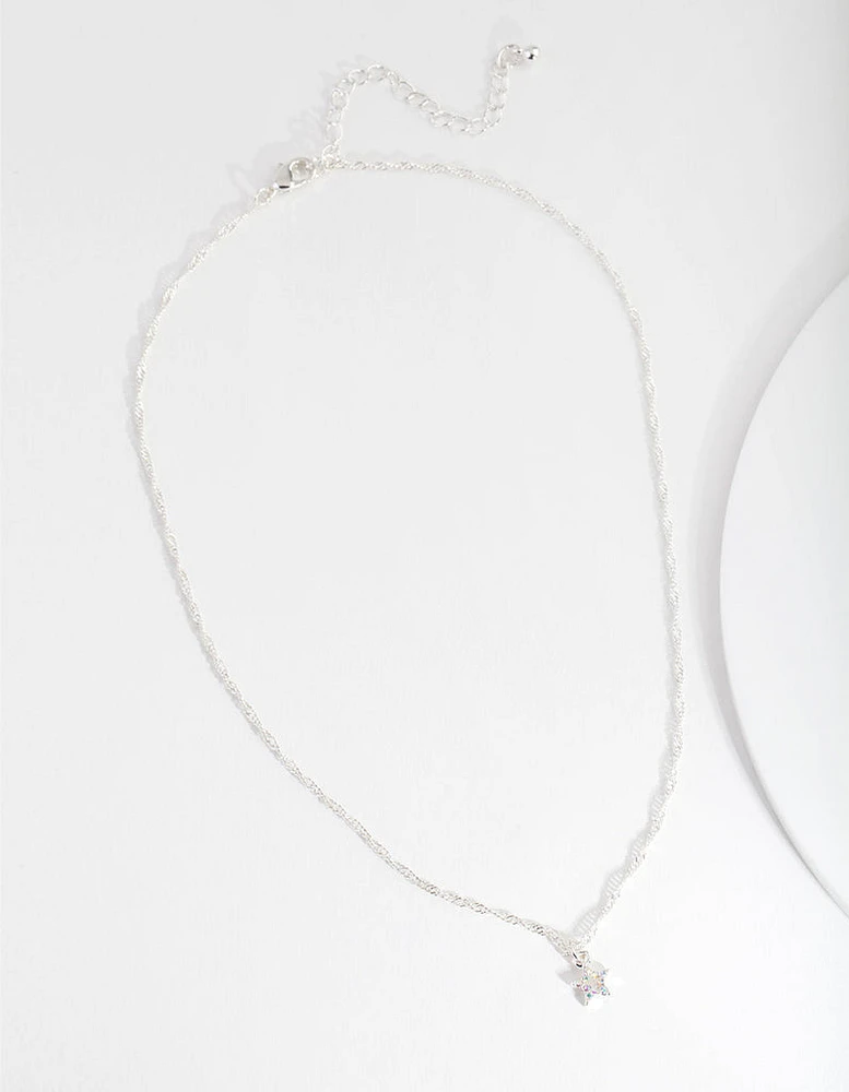 Silver Diamond Simulant Star Choker