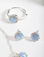 Silver & Blue Diamond Simulant Jewellery Set