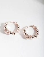 Rose Gold Diamante Bead Huggie Earrings