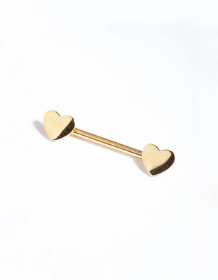 Gold Surgical Steel Heart Nipple Bar