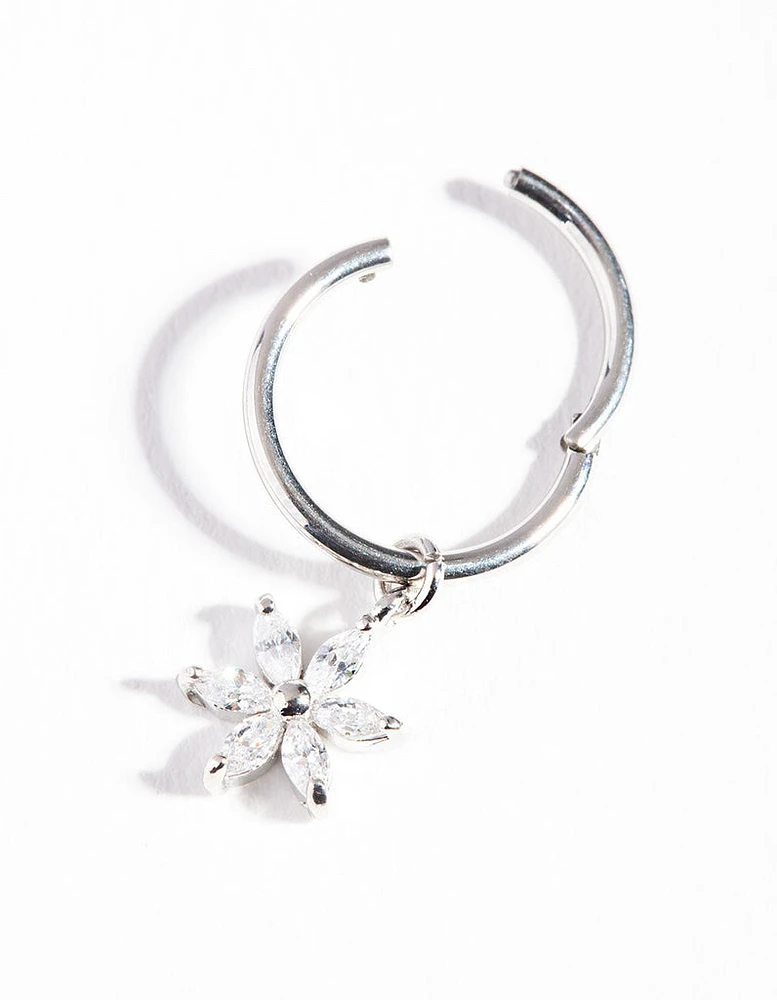 Surgical Steel Floral Charm Cubic Zirconia Belly Ring