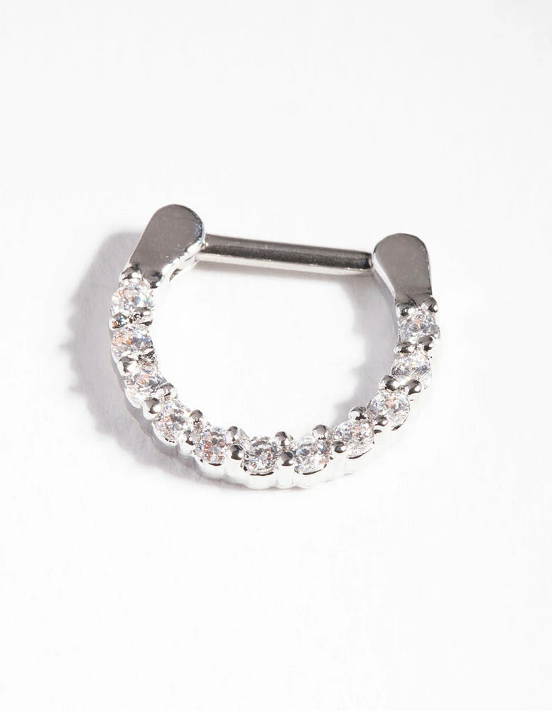 Surgical Steel Cubic Zirconia Septum Ring