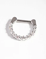 Surgical Steel Cubic Zirconia Septum Ring