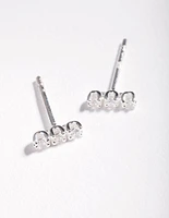 Sterling Silver Cubic Zirconia Stick Stud Earrings