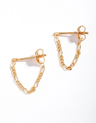 Gold Plated Sterling Silver Figaro Chain Earrings