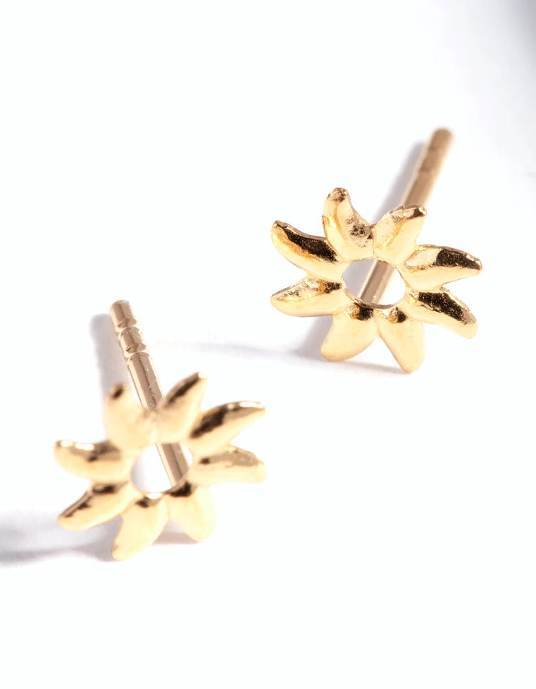 Gold Plated Sterling Silver Sunray Stud Earrings