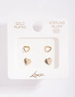 Gold Plated Sterling Silver Heart Stud Earring Pack