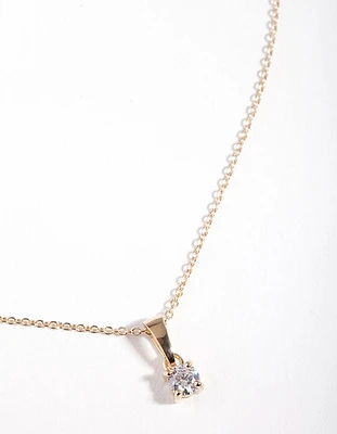Gold Plated Sterling Silver Cubic Zirconia 1/4 Carat Bale Necklace