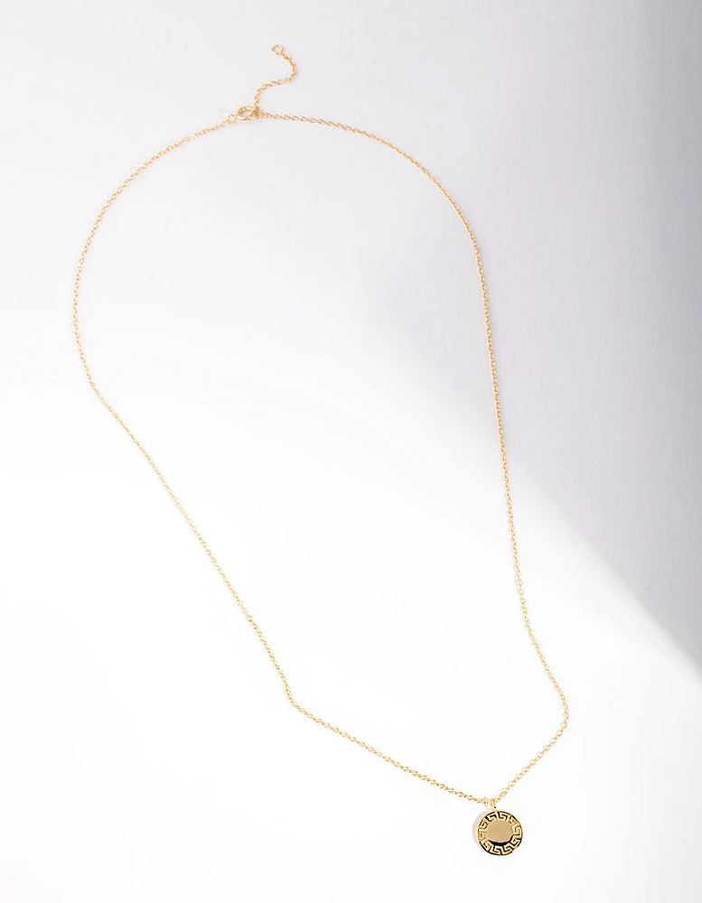 Gold Plated Sterling Silver Geometric Pattern Necklace