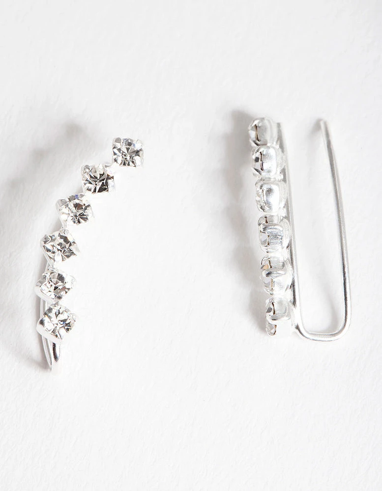 Sterling Silver Cubic Zirconia Crawler Earrings