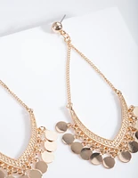 Gold Small Disc Drop Earrings