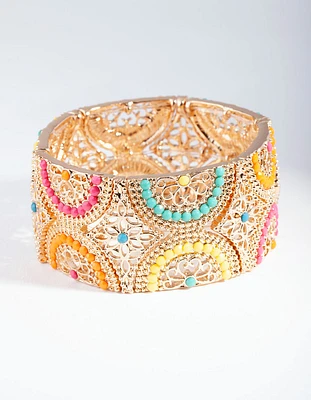 Antique Gold Bright Filigree Diamante Mix Bracelet