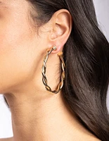 Gold Large Double Twisted Hoop Earrings