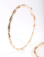 Gold Large Double Twisted Hoop Earrings