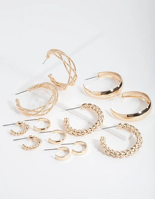 Gold Multi Twist Hoop Earring 6-Pack