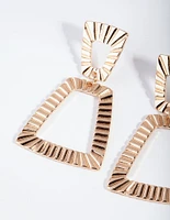 Gold Ribbed Trapeze Earrings