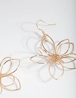 Gold Cutout Flower Drop Earrings