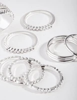 Silver Plain & Ball 10-Pack Rings