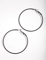 Black Simple Hoop Earrings